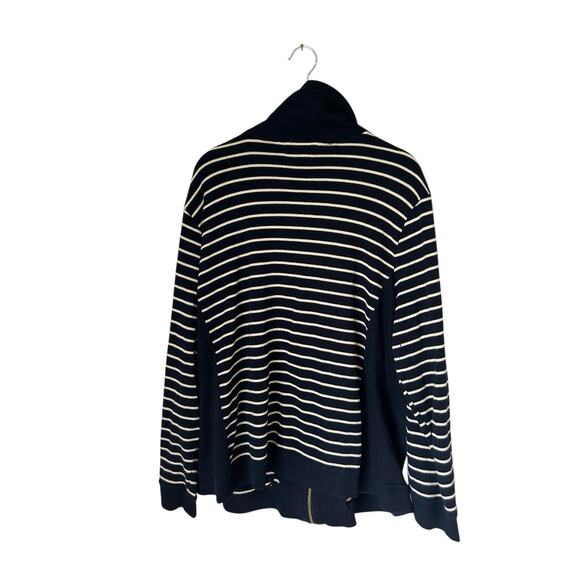 Lauren Ralph Lauren Striped Zip-Up Jacket Womens 3X Navy White Mock Neck Pockets - Picture 4 of 5